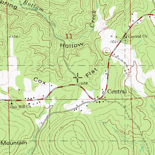 Topographic Map of Cox Flat, MO