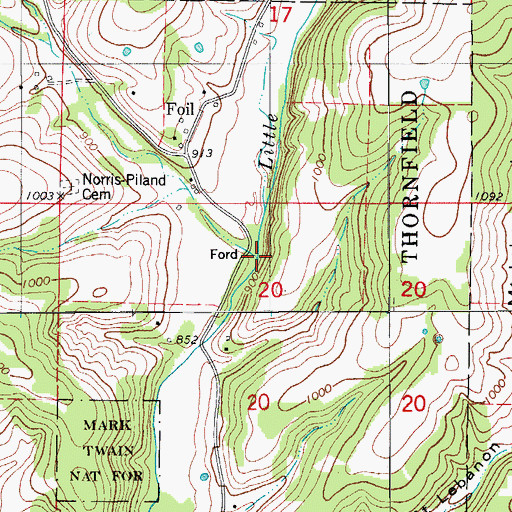 Topographic Map of Buzzard Roost Hollow, MO