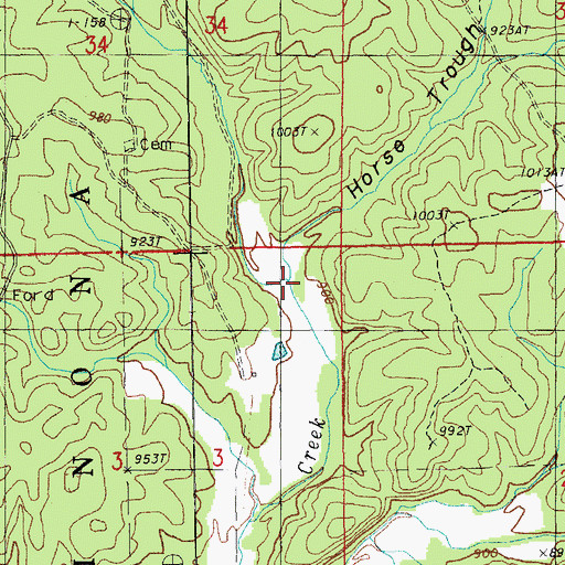 Topographic Map of Horse Trough Hollow, MO