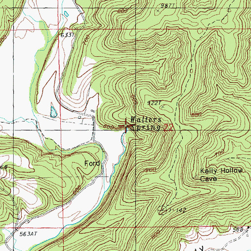 Topographic Map of Walters Spring, MO