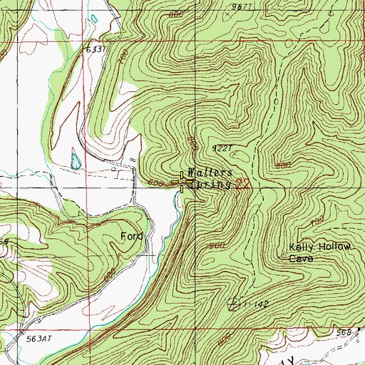 Topographic Map of Walters Spring, MO