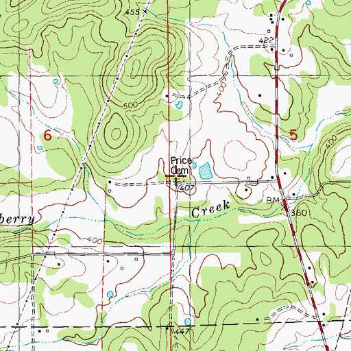 Topographic Map of Price Cemetery, MO