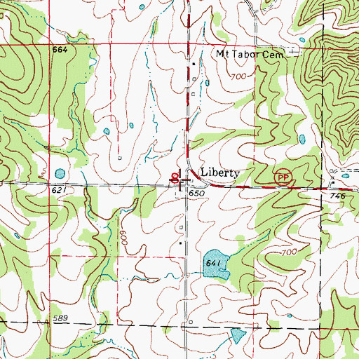 Topographic Map of Liberty School (historical), MO