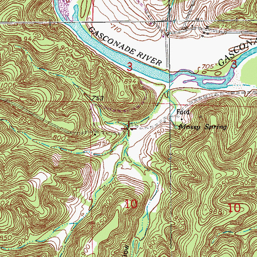 Topographic Map of Shelton Place, MO