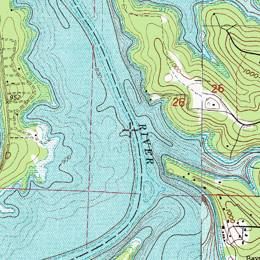 Topographic Map of Indian Creek Ford (historical), MO