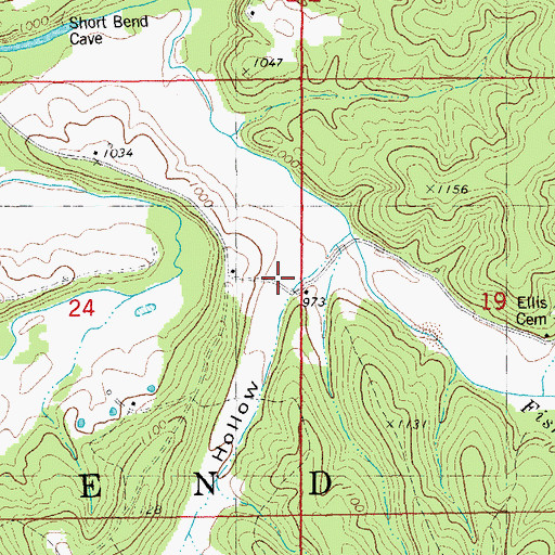 Topographic Map of Watson Hollow, MO