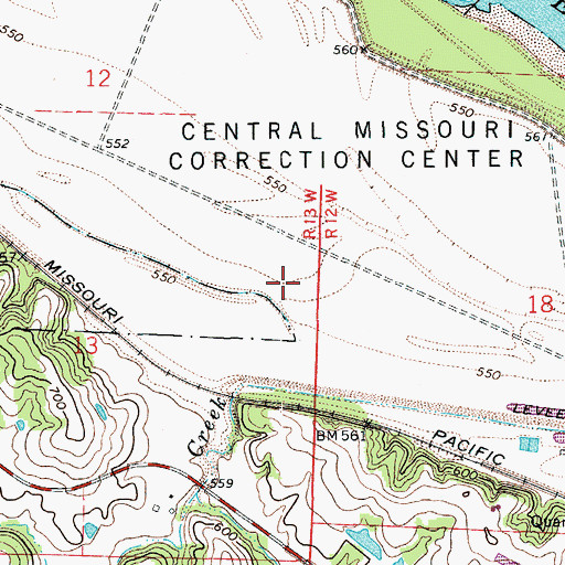 Topographic Map of Central Missouri Correction Center, MO