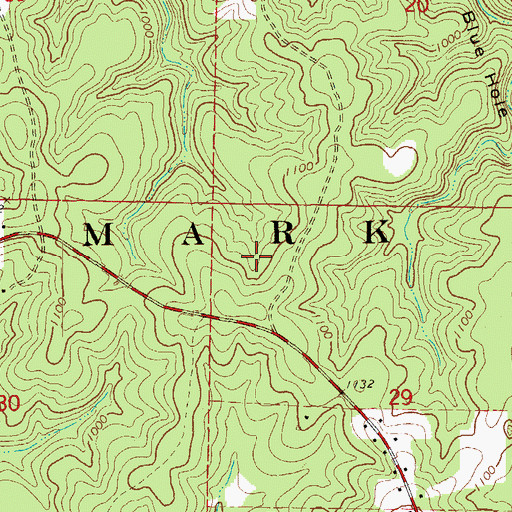 Topographic Map of Ridge Runner NR Trail, MO