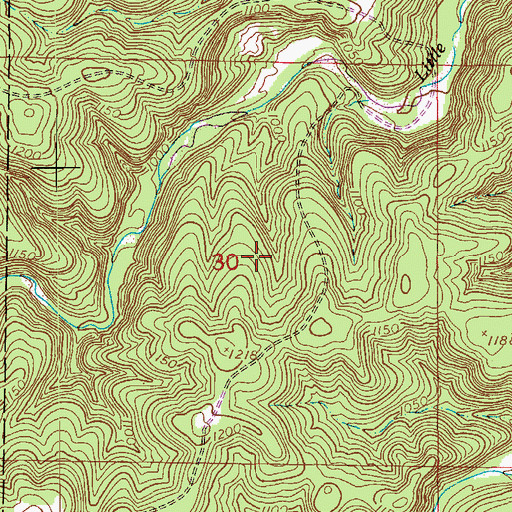 Topographic Map of Roby Lake Picnic Area and Wilderness Trail Head, MO