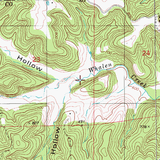 Topographic Map of Breeding Hollow, MO