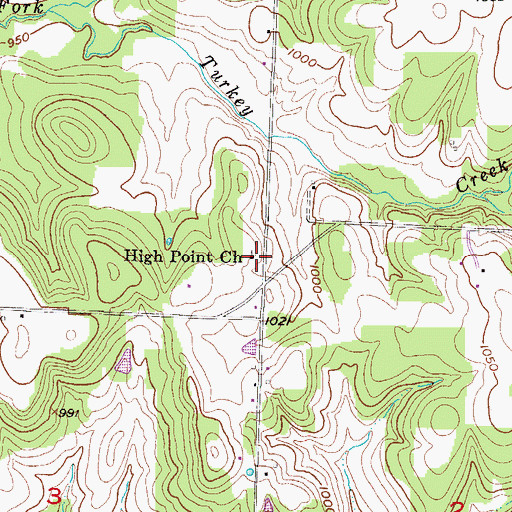 Topographic Map of High Point School (historical), MO