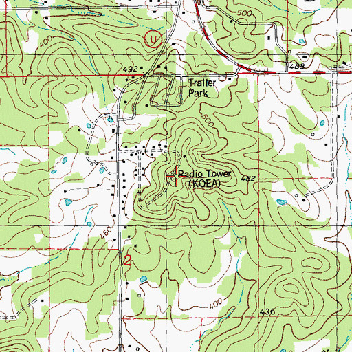 Topographic Map of KOEA-FM (Doniphan), MO