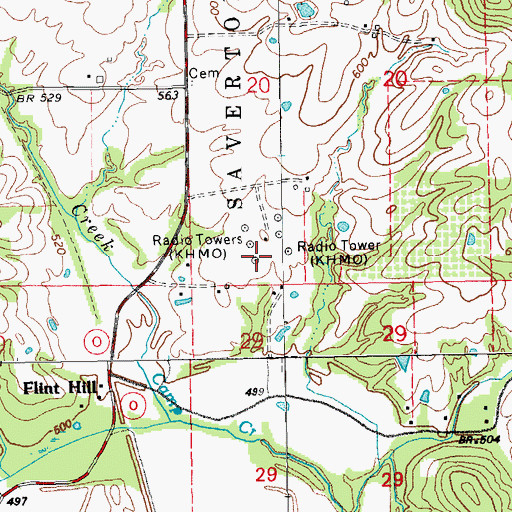 Topographic Map of KHMO-AM (Hannibal), MO