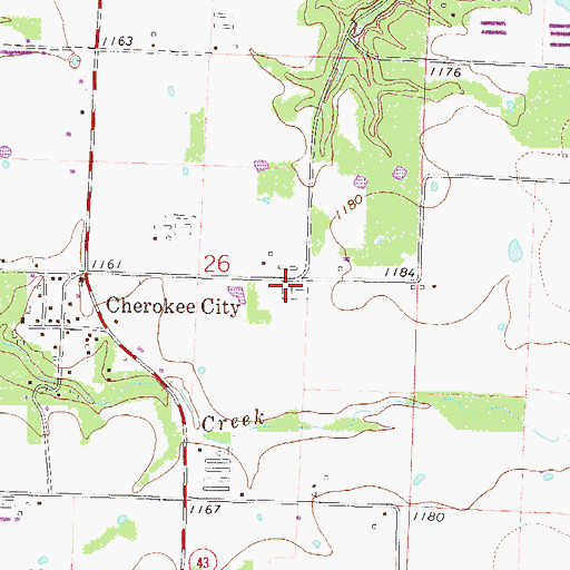Topographic Map of Cherokee City Cemetery, AR