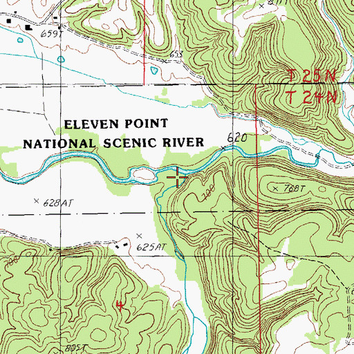 Topographic Map of Barren Fork, MO