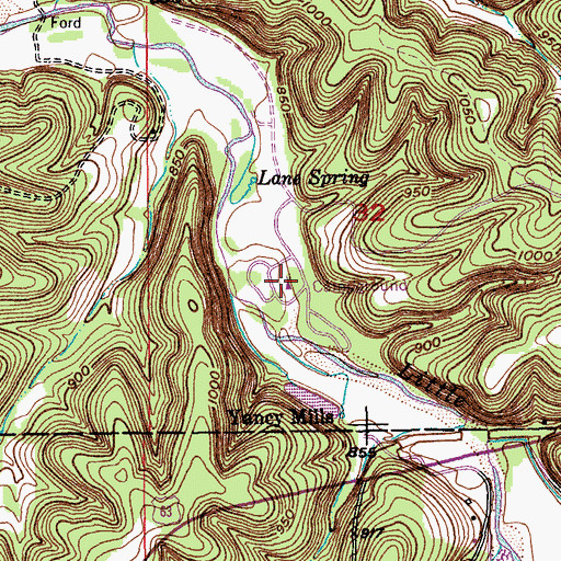 Topographic Map of Lane Spring Campground, MO