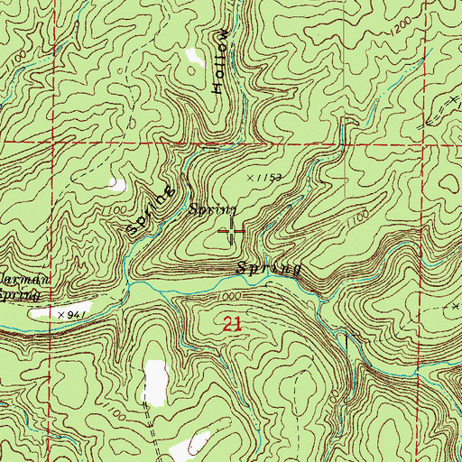 Topographic Map of Carmen Springs Wildlife Refuge Management Area, MO