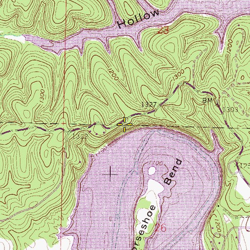 Topographic Map of Devils Head Bluff, AR