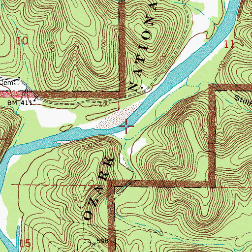 Topographic Map of Kelly Bay, MO