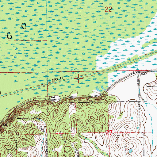 Topographic Map of Ditch Number 11, MO