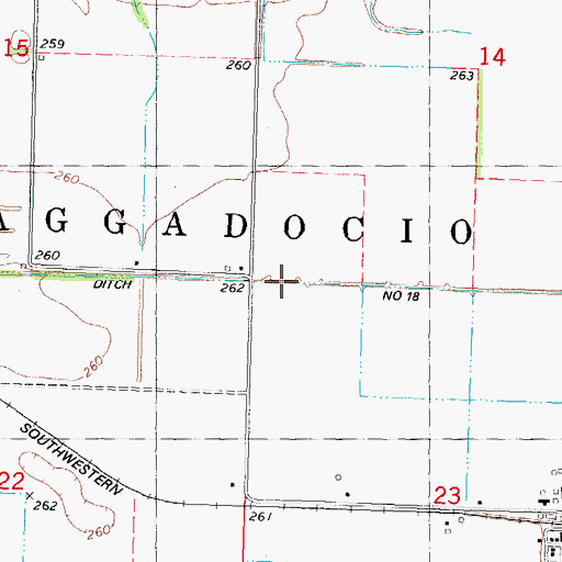 Topographic Map of Ditch Number 18, MO
