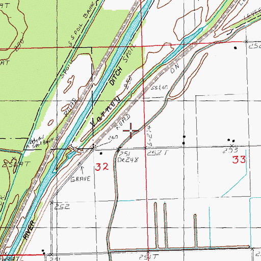 Topographic Map of Ditch Number 34, MO