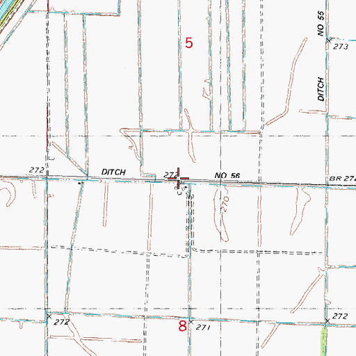 Topographic Map of Ditch Number 56, MO