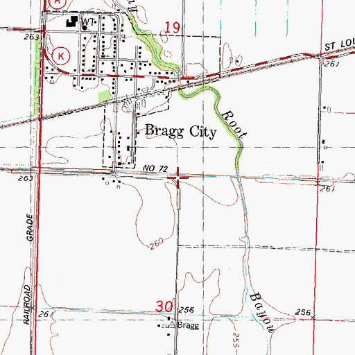 Topographic Map of Ditch Number 72, MO