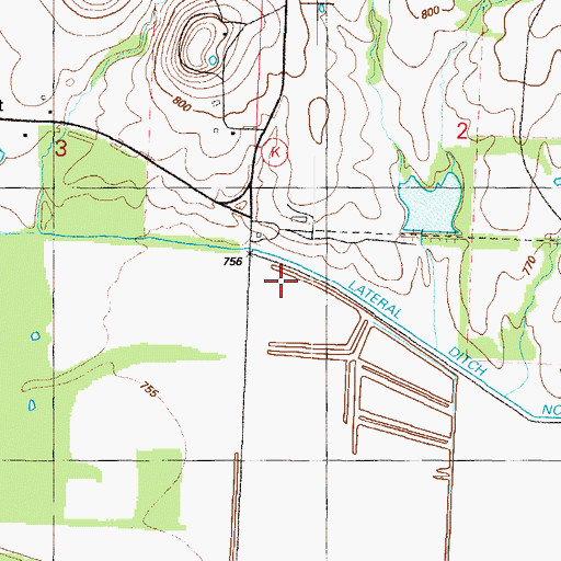 Topographic Map of Lateral Ditch Number 3, MO