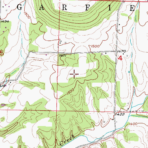 Topographic Map of Garfield Church of Christ, AR