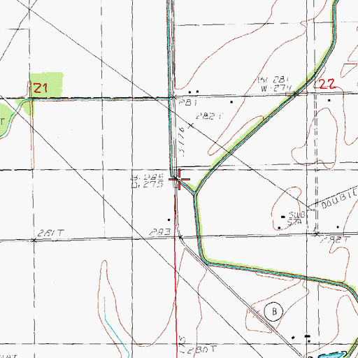 Topographic Map of Main Ditch District Number 10, MO