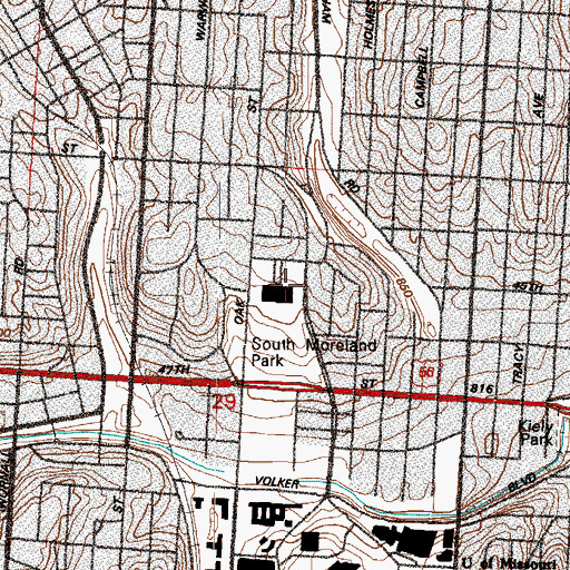 Topographic Map of Nelson Art Gallery, MO
