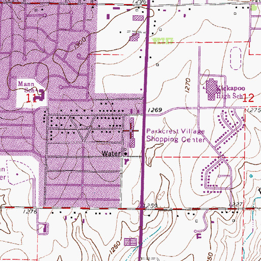 Topographic Map of Parkcrest Village Shopping Center, MO
