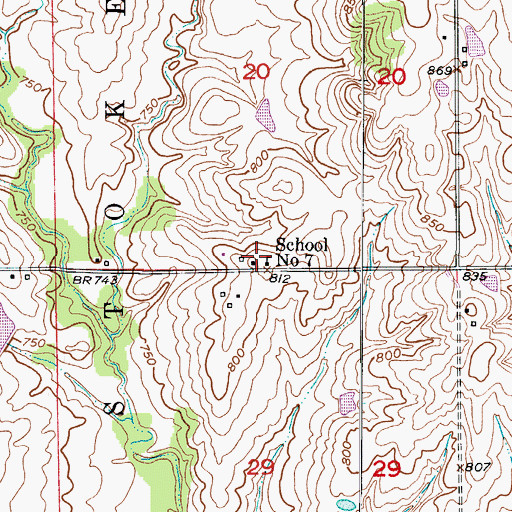 Topographic Map of School Number 7, MO