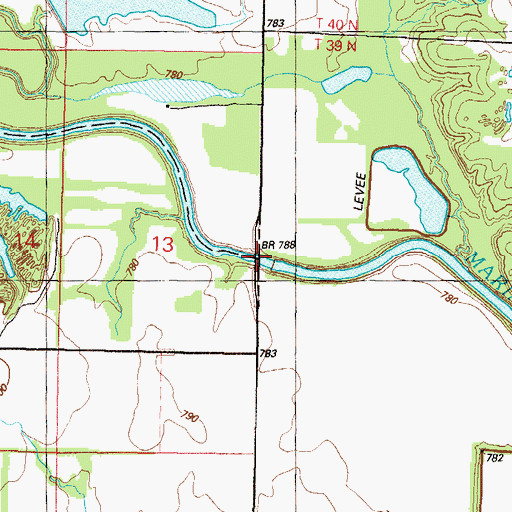 Topographic Map of State Line Bridge, MO