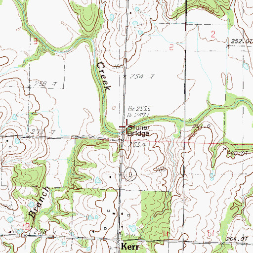 Topographic Map of Stoner Bridge, MO