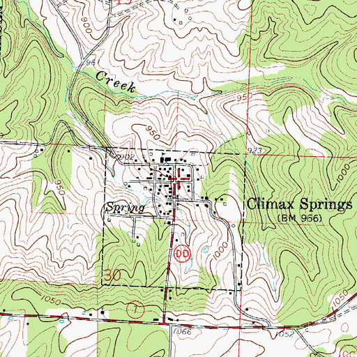 Topographic Map of Climax Springs, MO