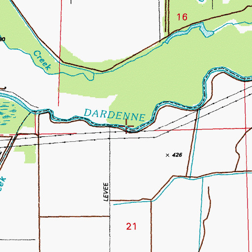 Topographic Map of Belleau Creek, MO