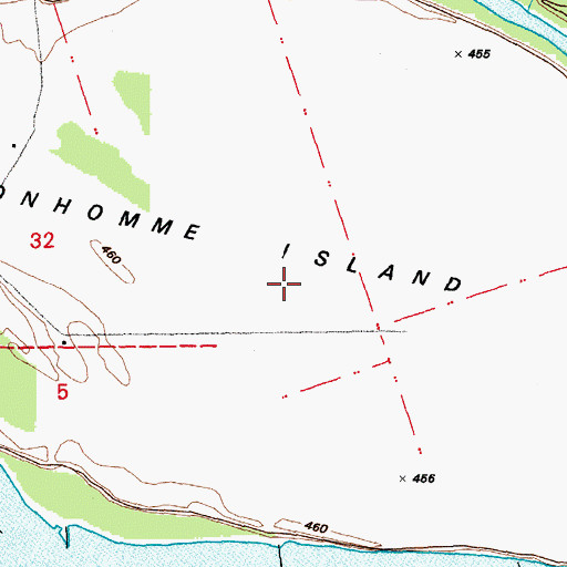 Topographic Map of Bonhomme Island, MO