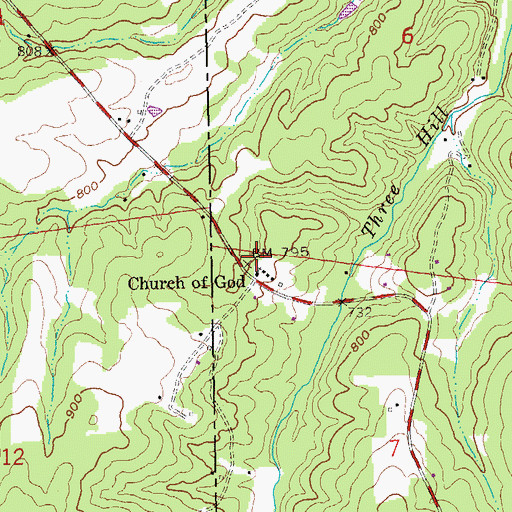 Topographic Map of Happy Grove Church of God, MO