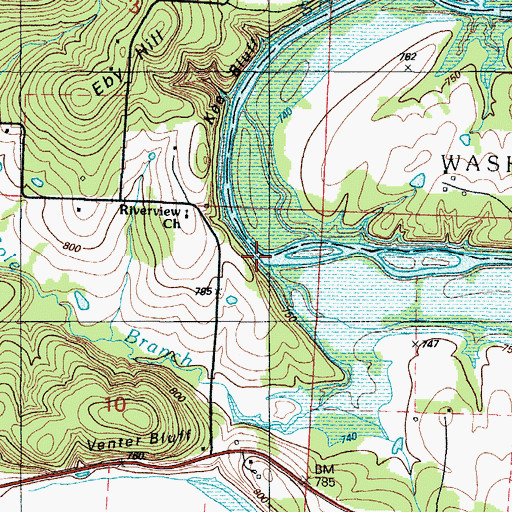 Topographic Map of Cole Branch, MO