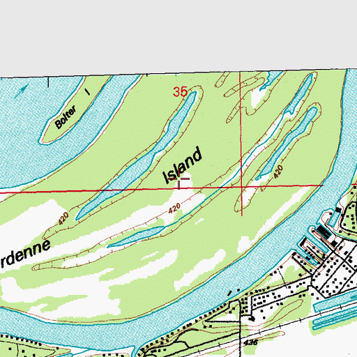 Topographic Map of Dardenne Island, MO