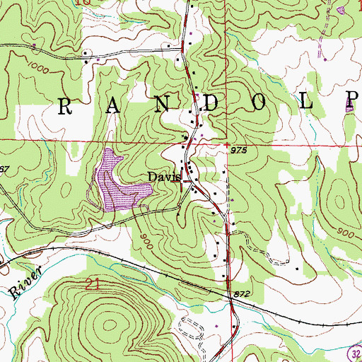 Topographic Map of Davis, MO