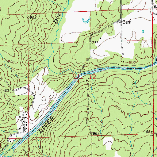 Topographic Map of Doe Run Creek, MO