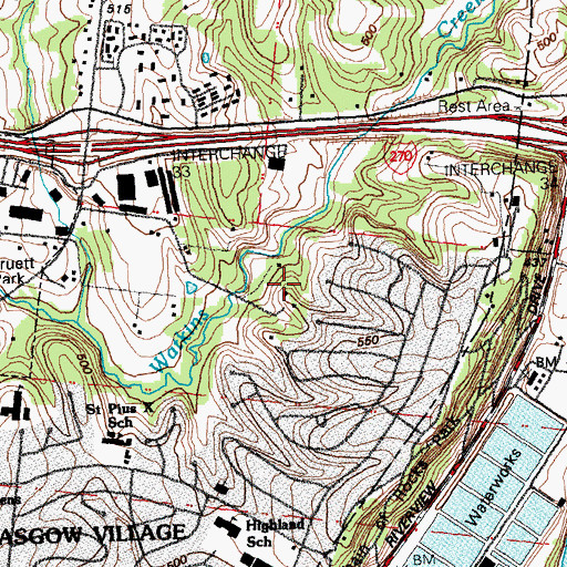 Topographic Map of Dundee Park, MO