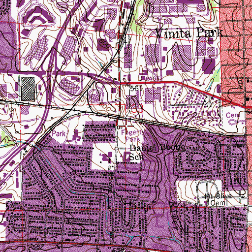 Topographic Map of Fogerty Park, MO