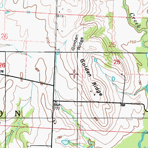 Topographic Map of Golden Ridge, MO