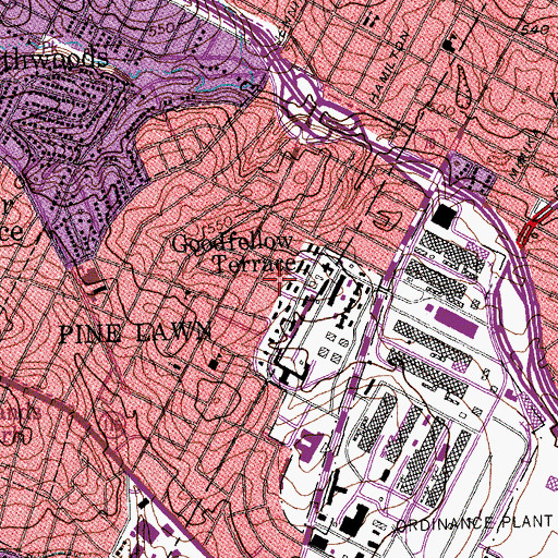 Topographic Map of Goodfellow Terrace, MO