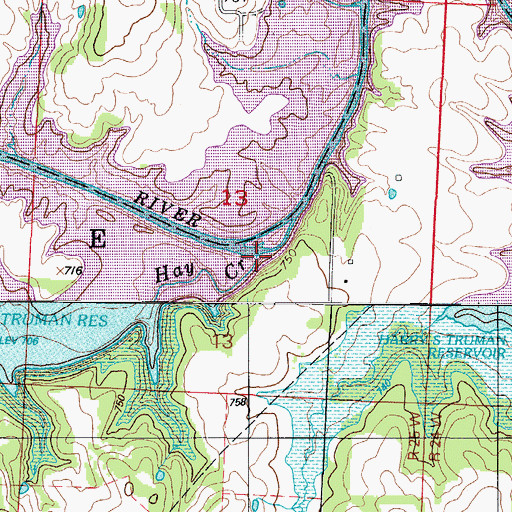 Topographic Map of Hay Creek, MO