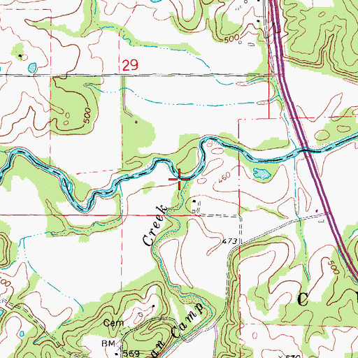 Topographic Map of Indian Camp Creek, MO